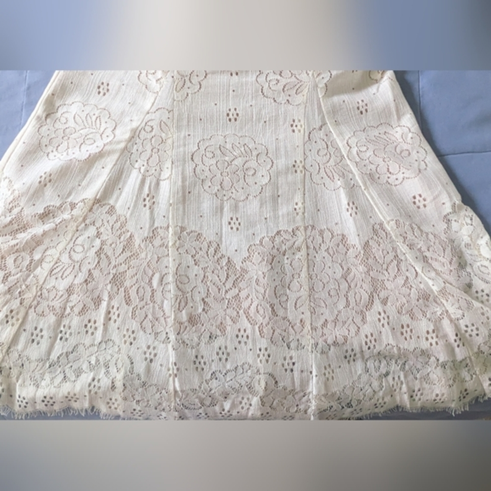 Anna Sui Boho Cream Lace Sleeveless Maxi Dress Size 6 - Picture 7 of 14